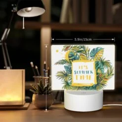 Rectangular Acrylic Night Light, A Colorful Drawing Of A Palm Tree With The Words "It's Summer Time" Written Underneath It. -Cute Night Light Shop d4161e7f3a67b321f134ec3641360e6f1180a734