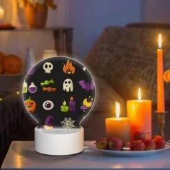 Round Acrylic Night Light, A Collection Of Halloween Icons -Cute Night Light Shop d46bbc872e6bb95a8cca89e93b1220155048564f