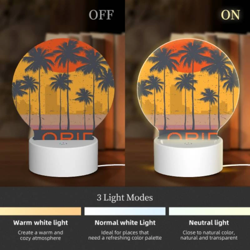 Round Acrylic Night Light, A sunset over a city with the word Florida written in the foreground. Round Acrylic Night Light, A Sunset Over A City With The Word Florida Written In The Foreground. -Cute Night Light Shop d532e518d0a9d5dc818f060157ff2a69948c32d2