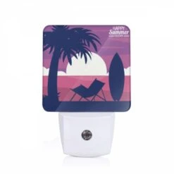 Night Light, A Beach Scene With A Surfboard