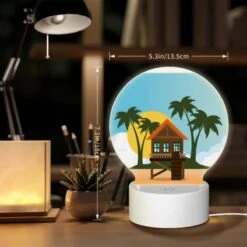 Round Acrylic Night Light, A House On A Beach With A Sunset In The Background. 7 Round Acrylic Night Light, A House On A Beach With A Sunset In The Background. -Cute Night Light Shop d7991f431cd1c33e1f9f50b7506637e458044804