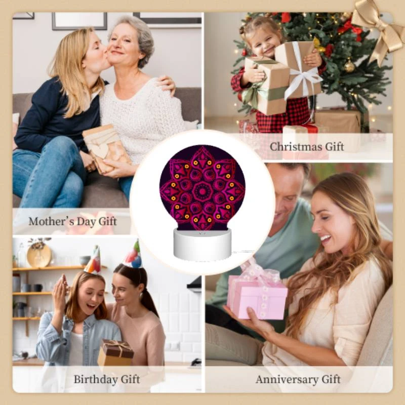 Round Acrylic Night Light, A colorful flower with a purple background. Round Acrylic Night Light, A Colorful Flower With A Purple Background. -Cute Night Light Shop d7c0e7e342d58420c90a80ca59e45506f158f732