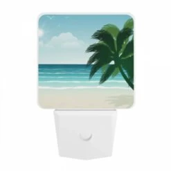 Night Light, A Palm Tree Is On A Beach With A Blue Ocean In The Background. -Cute Night Light Shop d83358b5da9086ac0b6c1a122e1bfe944ab8977d