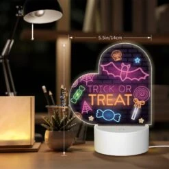 Love Acrylic Night Light, A Neon Sign That Says "trick Or Treat" On A Brick Wall. -Cute Night Light Shop d870ac115de0943708c04c4362c51caa2836fbe7