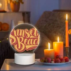Round Acrylic Night Light, A Sunset Beach Sign With Yellow Letters. -Cute Night Light Shop d8a7ebddb98092468f5d07b7cdd811cd771d1cba