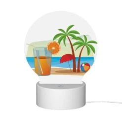 Round Acrylic Night Light, A Glass Of Orange Juice And An Orange Are Placed On A Beach -Cute Night Light Shop d92666ad778fd8da3fd9bbbbd5dcb1e71ad5181b