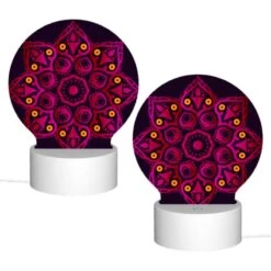 Round Acrylic Night Light, A Colorful Flower With A Purple Background. 3 Round Acrylic Night Light, A Colorful Flower With A Purple Background. -Cute Night Light Shop d94b95c3bb76817d76b13a916bcf630212e43bcb