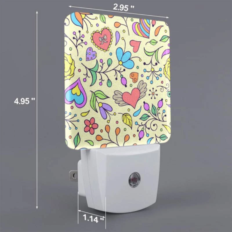 Night Light, A colorful floral pattern with hearts and flowers. Night Light, A Colorful Floral Pattern With Hearts And Flowers. -Cute Night Light Shop d9a6a83bf590071cb464cd2ff0a53842f89123e8