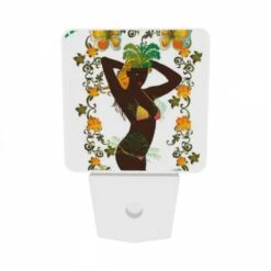 Night Light Set Of 2, A Woman Wearing A Grass Skirt And A Flower In Her Hair. -Cute Night Light Shop da73f4f96d39193034bdb286ff54d40e6e04dd9e