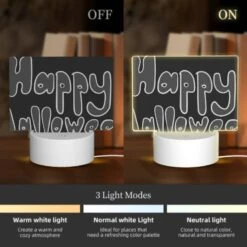 Rectangular Acrylic Night Light, A Black And White Sign That Says "Happy Halloween". 4 Rectangular Acrylic Night Light, A Black And White Sign That Says "Happy Halloween". -Cute Night Light Shop da92718f39d70c991f81a4e54a97968df2faa11d