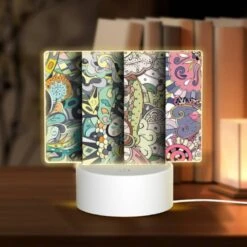 Rectangular Acrylic Night Light, Four Different Colored Paintings Of Flowers.