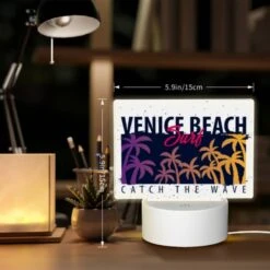 Rectangular Acrylic Night Light, A Surfboard With A Picture Of A Beach And The Words "Catch The Wave" On It. -Cute Night Light Shop db06ec1ba0e6011f479f516602f6cadfea29d638
