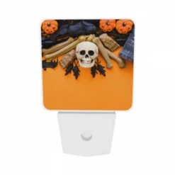 Night Light Set Of 2, A Skeleton And A Skull Are On A Table With A Bat And A Book. -Cute Night Light Shop db6f3dc5735ba4fb3a5edc3514ec068d35d8b74c
