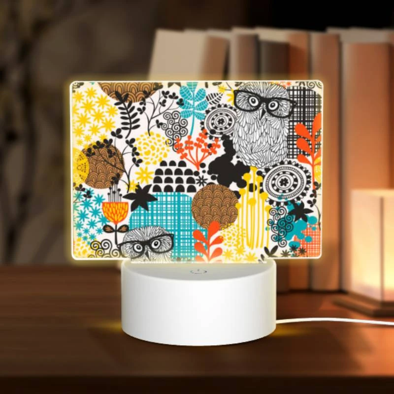 Rectangular Acrylic Night Light, A pattern of flowers and birds with glasses. Rectangular Acrylic Night Light, A Pattern Of Flowers And Birds With Glasses. -Cute Night Light Shop dbcb246dbc87850cf7a6e223694a494fa4fb7902