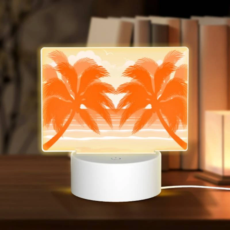 Rectangular Acrylic Night Light, A colorful beach scene with palm trees and a sunset. Rectangular Acrylic Night Light, A Colorful Beach Scene With Palm Trees And A Sunset. -Cute Night Light Shop dbe775620d7fdb375ae48704eb7fa2584aabb2e6