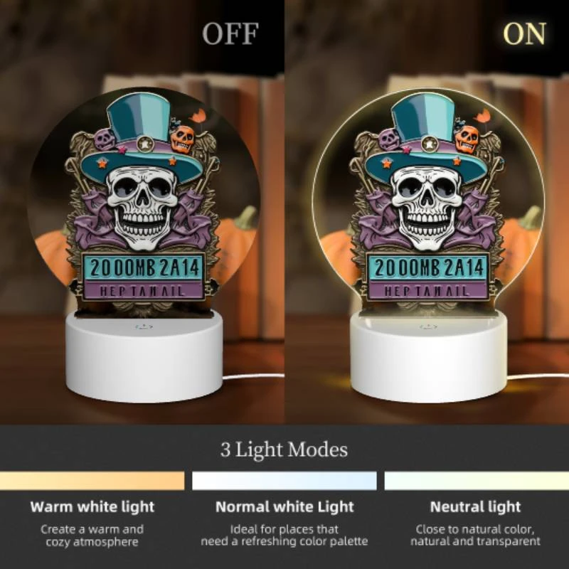 Round Acrylic Night Light, A skeleton wearing a top hat and a purple suit with the words 200MB 2014 on it. Round Acrylic Night Light, A Skeleton Wearing A Top Hat And A Purple Suit With The Words 200MB 2014 On It. -Cute Night Light Shop dbffb2d3ba169462e285438bb9437afd4c051336