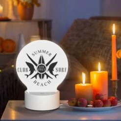 Round Acrylic Night Light, A Logo For The Club Surf Beach. -Cute Night Light Shop dc6947b42d17a3618bd0277e9b758dc019527cb5