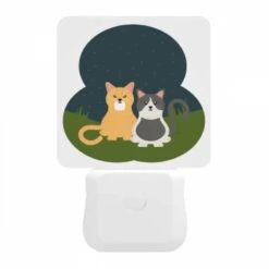 Night Light, Two Cats Are Sitting On The Grass At Night. -Cute Night Light Shop dc79a6b13e9e60cd1033b5f2444f6124c29b1d0e