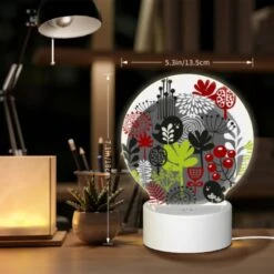Round Acrylic Night Light, A Colorful Circle Of Plants And Flowers. -Cute Night Light Shop dc9cc71a844d8a468a8f3b7abfce42682fcc4a23