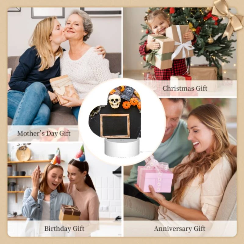 Love Acrylic Night Light, A black frame with a skull and pumpkins in the background. Love Acrylic Night Light, A Black Frame With A Skull And Pumpkins In The Background. -Cute Night Light Shop dd01f4b14ec9ecd46478d5f0b8234f9cd003c51f