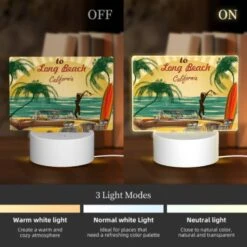 Rectangular Acrylic Night Light, A Vintage Car Is Parked On The Beach -Cute Night Light Shop dd128b94305abb7391e8f45dcc7e9b7ff0663b8e