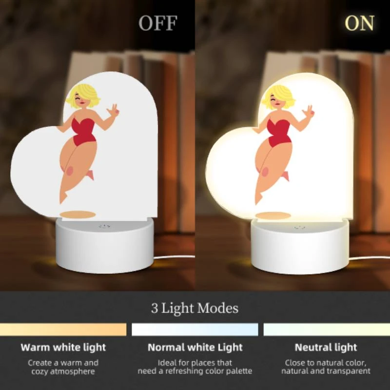Love Acrylic Night Light, A cartoon woman wearing a red bikini and a red wig is jumping in the air. Love Acrylic Night Light, A Cartoon Woman Wearing A Red Bikini And A Red Wig Is Jumping In The Air. -Cute Night Light Shop dd74a415b7952aad4868d22a3cae2d7d287e767d