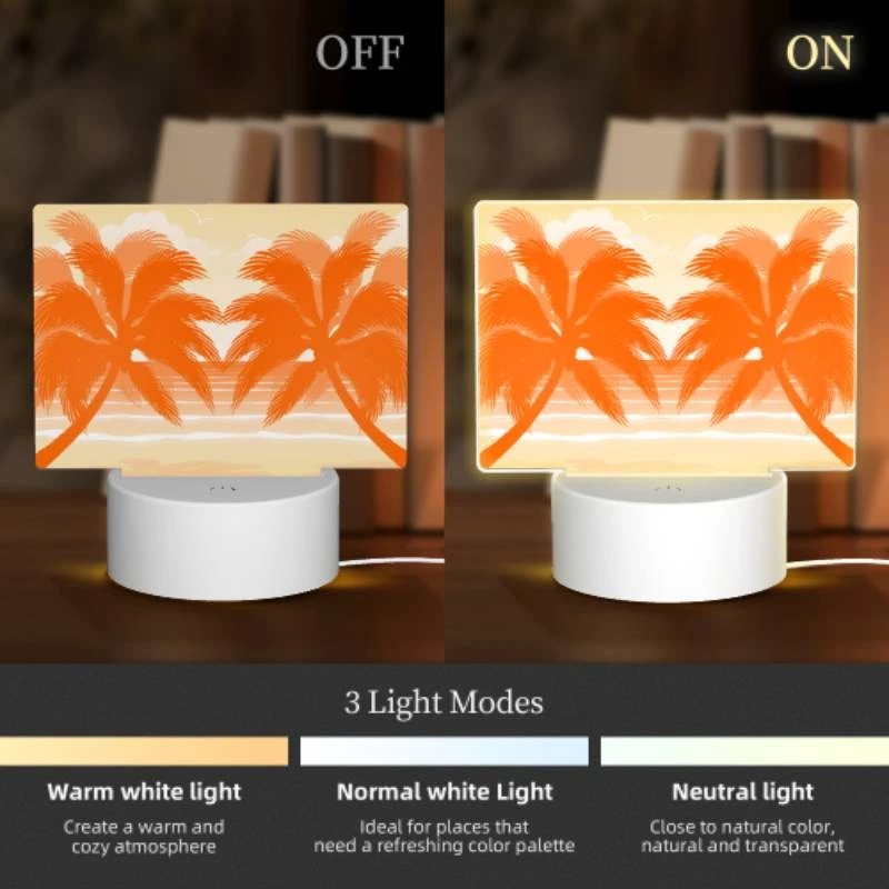 Rectangular Acrylic Night Light, A colorful beach scene with palm trees and a sunset. Rectangular Acrylic Night Light, A Colorful Beach Scene With Palm Trees And A Sunset. -Cute Night Light Shop dde5ce1efcf0dca54343ca5219d93af550740de7