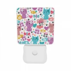 Night Light Set Of 2, A Colorful Pattern Of Cats With Hearts And Presents. 9 Night Light Set Of 2, A Colorful Pattern Of Cats With Hearts And Presents. -Cute Night Light Shop dfa933de5159fad337670d20301a0b568387c5e6