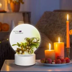 Round Acrylic Night Light, A Yellow And Green Floral Background. -Cute Night Light Shop dfb7707008c3aaf9523047a29d2e0256ccecae19