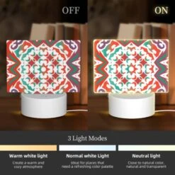 Rectangular Acrylic Night Light, A Colorful And Intricate Design On A Red Background. -Cute Night Light Shop e07271328e918e2829e52b4e3ea9fc148f4708a1