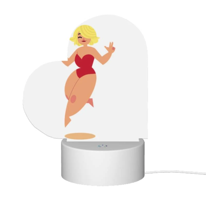 Love Acrylic Night Light, A cartoon woman wearing a red bikini and a red wig is jumping in the air. Love Acrylic Night Light, A Cartoon Woman Wearing A Red Bikini And A Red Wig Is Jumping In The Air. -Cute Night Light Shop e1aa31ae968375cf8ce62fb971ad28a91f974801
