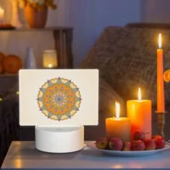 Rectangular Acrylic Night Light, A Colorful Flower Design Is Displayed On A Yellow Background. -Cute Night Light Shop e1bab1586a4cef95833a46791ed8c08515b7d175