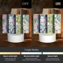 Rectangular Acrylic Night Light, Four Different Colored Paintings Of Flowers. -Cute Night Light Shop e1f4eebbadd828fbbe85fb0a037629127fafc59d