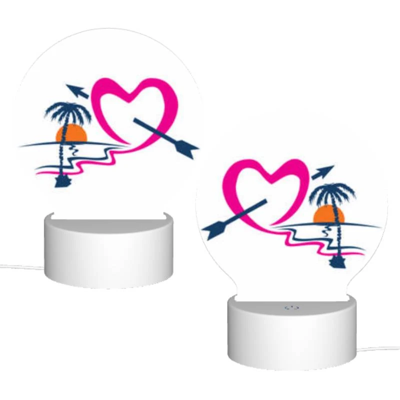 Round Acrylic Night Light, A heart with an arrow through it and a palm tree. Round Acrylic Night Light, A Heart With An Arrow Through It And A Palm Tree. -Cute Night Light Shop e20925f9a176126851e76643840c0b4157cbc739