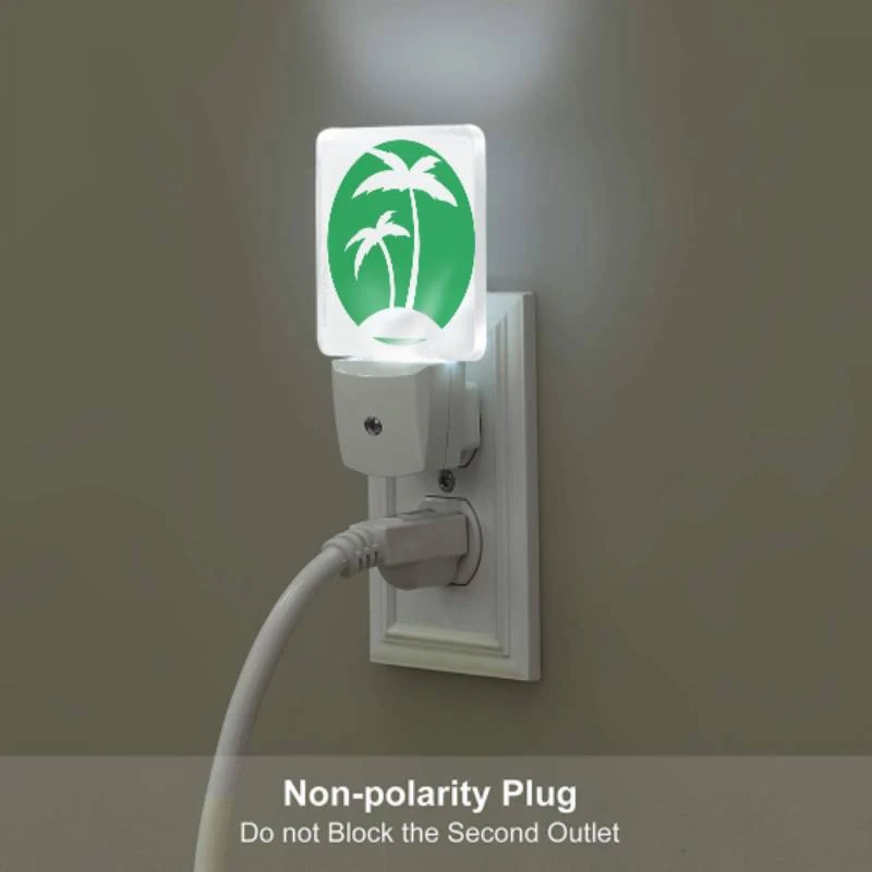 Night Light Set of 2, A green circle with two palm trees in it. Night Light Set Of 2, A Green Circle With Two Palm Trees In It. -Cute Night Light Shop e2097b161c82b64e1693e5a797fb72926a12ee34