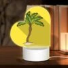 Love Acrylic Night Light, A Palm Tree Is On A Yellow Background.