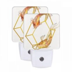 Night Light Set Of 2, Two Goldfish Swimming In A Goldfish Bowl.