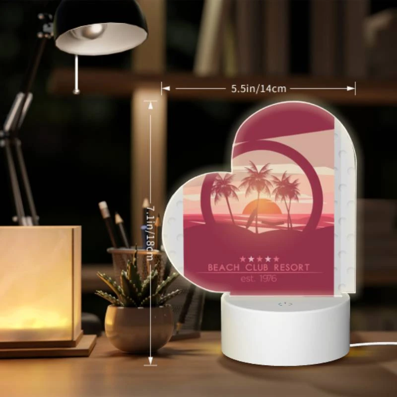 Love Acrylic Night Light, A poster of a beach resort with a sunset in the background. Love Acrylic Night Light, A Poster Of A Beach Resort With A Sunset In The Background. -Cute Night Light Shop e3108ef1ca9998936afeb55c62c78b6db44731c4
