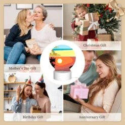 Round Acrylic Night Light, A Beach Scene With A Sunset -Cute Night Light Shop e32cacb3b66c42ba43920e20ee7732d19051bae6