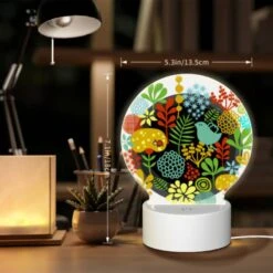 Round Acrylic Night Light, A Colorful Circle Of Flowers And Birds. -Cute Night Light Shop e3bc065fa1b1bf6c69b0e17adbd3ecf92acb8953