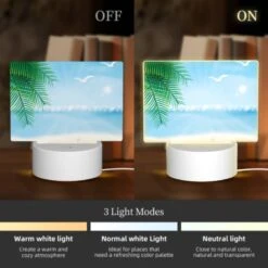 Rectangular Acrylic Night Light, A Beach Scene With A Palm Tree -Cute Night Light Shop e40517e45013897fa2009d4505db342e6f443219