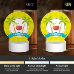 Round Acrylic Night Light, A Yellow Background With A Logo For Carnival. -Cute Night Light Shop e4a8a3fca66c474cb9bc7cd38cdbce8efb7c51f6