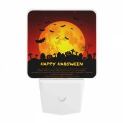 Night Light, A Halloween Poster With A Moon And Bats. -Cute Night Light Shop e505e3951cbe900d075bed3d29f9f1bdf167fada