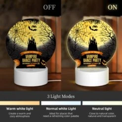 Round Acrylic Night Light, A Poster Advertising A Halloween Dance Party. -Cute Night Light Shop e521efea1d5b1bb69ad1f31149d9e840f1fb68ae