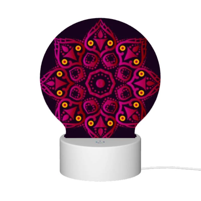Round Acrylic Night Light, A colorful flower with a purple background. Round Acrylic Night Light, A Colorful Flower With A Purple Background. -Cute Night Light Shop e616bfb5419bce5a5a0ca9f27f5c5f40df479915