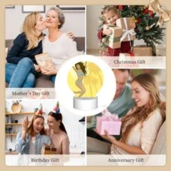 Round Acrylic Night Light, A Woman Wearing A Blue Bikini Is Jumping In The Air. -Cute Night Light Shop e679a44f27f4c05213e8e55053e4d1ab9e0e226d