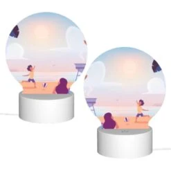 Round Acrylic Night Light, A Family Is Enjoying A Day At The Beach -Cute Night Light Shop e67ab1f7fe59ab10843372bebecdd907c13b49f1