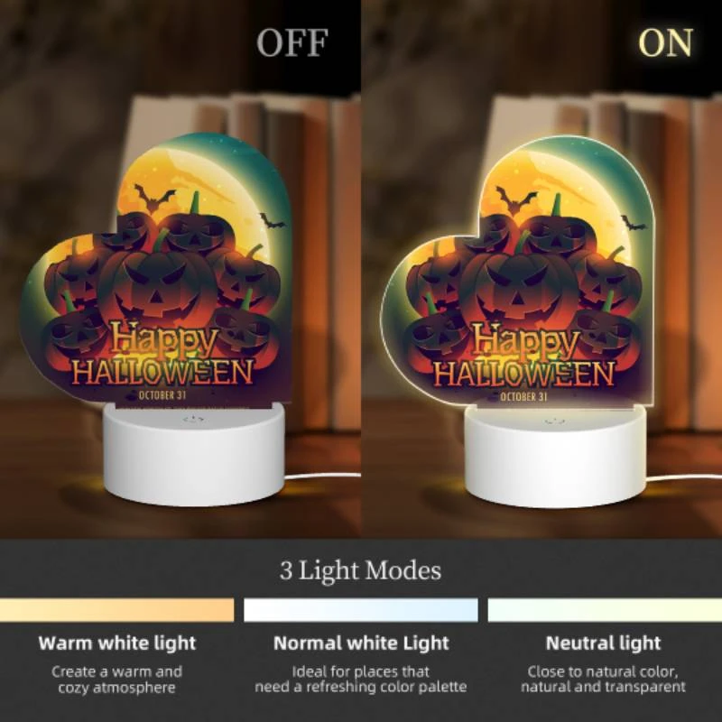 Love Acrylic Night Light, A colorful poster of pumpkins with the words "Happy Halloween" written on it. Love Acrylic Night Light, A Colorful Poster Of Pumpkins With The Words "Happy Halloween" Written On It. -Cute Night Light Shop e7cfd619ab7a4f07070c8d685a85b192ef936da9