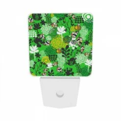 Night Light Set Of 2, A Green And Yellow Floral Pattern With Bees And Flowers. -Cute Night Light Shop e7ed04bfa53beb2c90ce3f45ddc58ca1ec9329ff