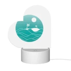 Love Acrylic Night Light, A Blue And White Circle With A Beach And Palm Trees In It. -Cute Night Light Shop e83a8e472b99433ba6d5b6288040636775e9e623